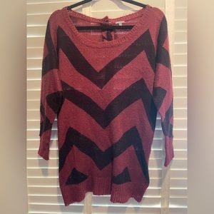 Charlotte Russe Maroon Striped Sweater, Size M.